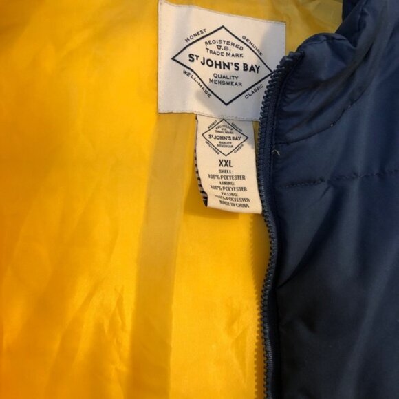 "3 for $25" St. John's Bay Men's Puffer Vest XXL – Yellow & Navy Colorblock - Picture 3 of 3